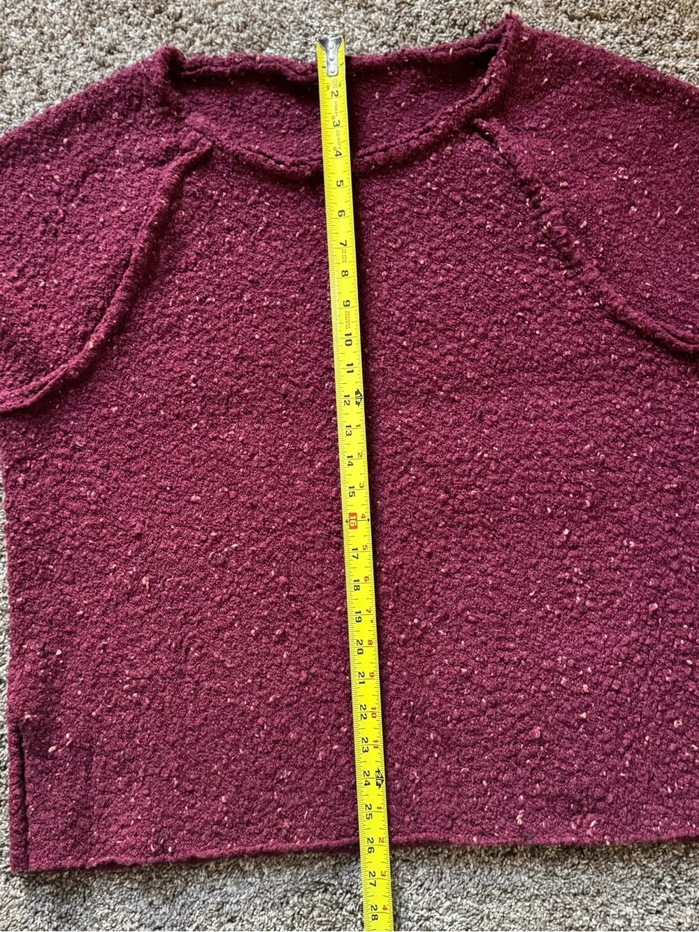 Free People Burgundy Textured Knit Sweater
